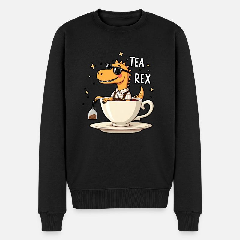 Tea Rex - Männer Premium Bio Pullover - Schwarz