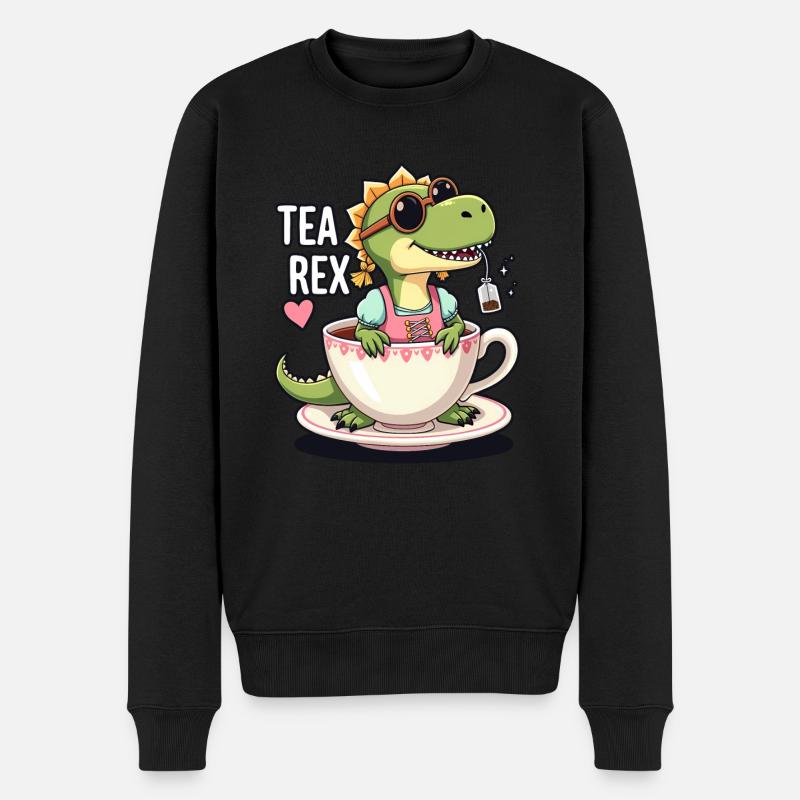 Tea Rex Trachtenshirt Dirndl T-Rex - Männer Premium Bio Pullover - Schwarz