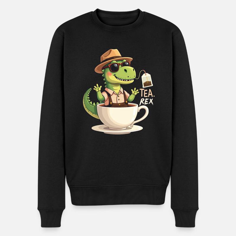 Tea Rex Tyrannosaurus TRex - Männer Premium Bio Pullover - Schwarz