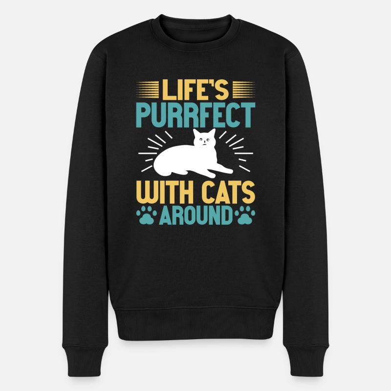 Cat Dad Gifts - Männer Premium Bio Pullover - Schwarz