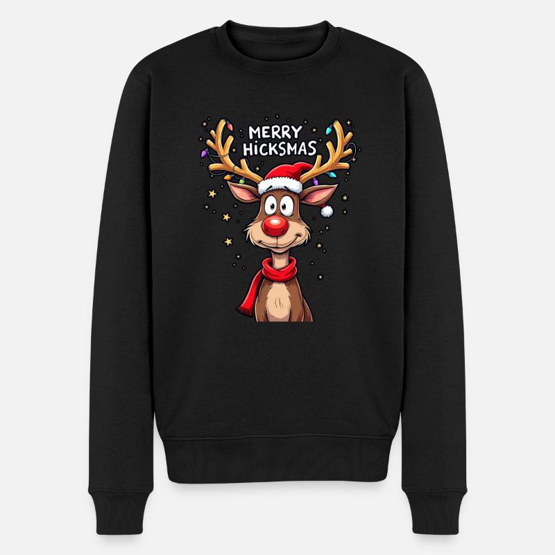Weihnachten Rentier Rudolph - Männer Premium Bio Pullover - Schwarz