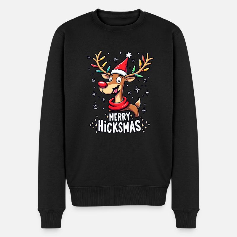 Weihnachten Rentier Rudolph - Männer Premium Bio Pullover - Schwarz