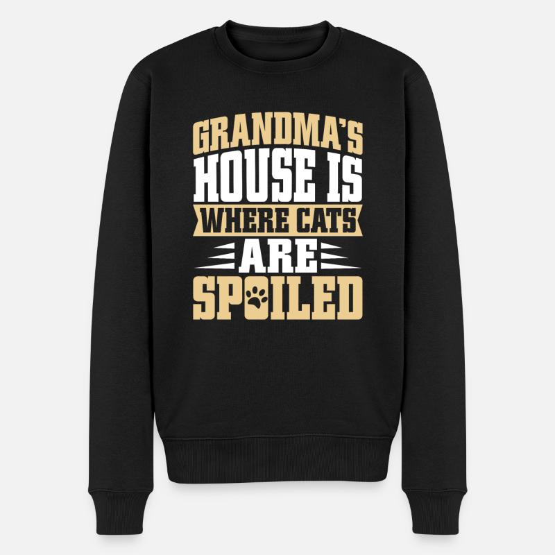 Cadeaux de grand-mère chat - Pull Premium bio Homme - noir