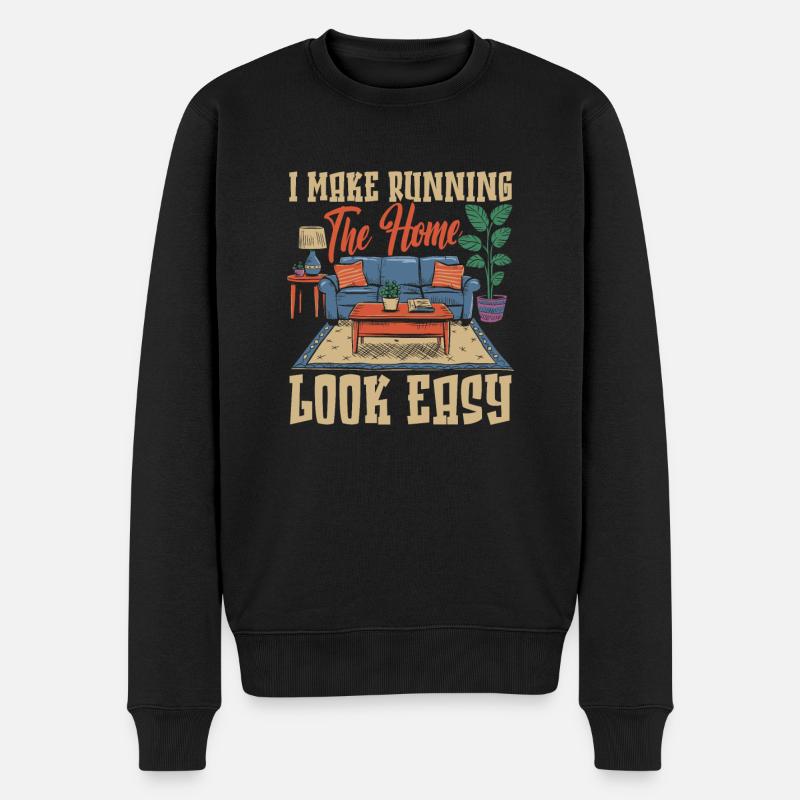 Hausfrau - Männer Premium Bio Pullover - Schwarz