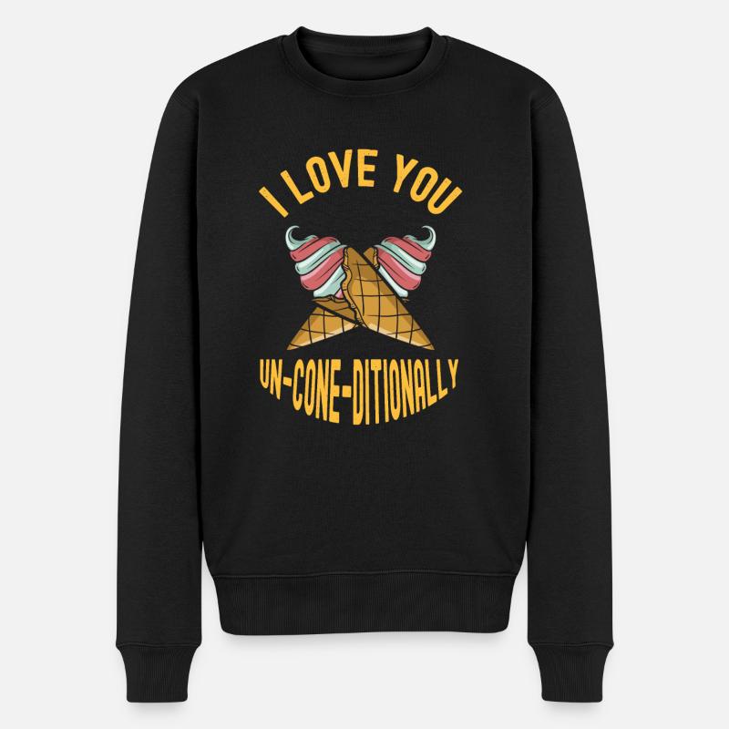 Love You Crème non sucrée - Pull Premium bio Homme - noir
