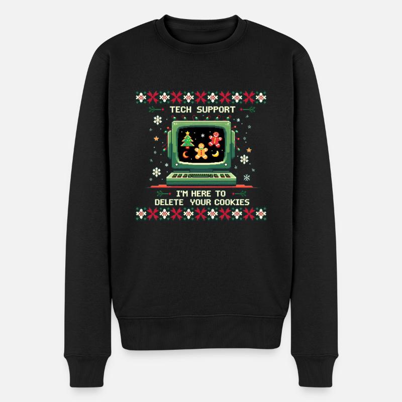 Tech Support – Funny Delete Cookies Shirt - Männer Premium Bio Pullover - Schwarz