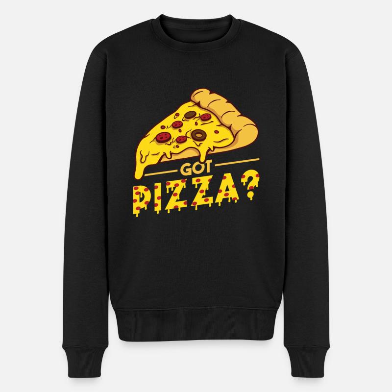 Witziger Pizza Spruch - Männer Premium Bio Pullover - Schwarz