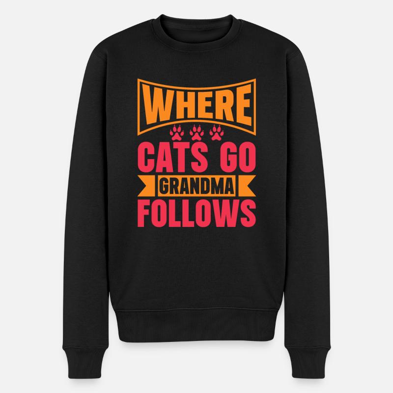 Cadeaux de grand-mère chat - Pull Premium bio Homme - noir