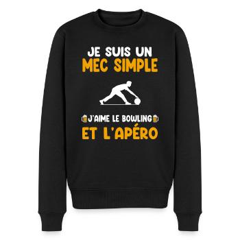 Mec simple bowling apéro bouliste humour - Pull Premium bio Homme - noir - Devant - Nico (187cm)