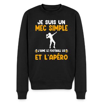 Einfacher Kerl Fußball USA Aperitif Fußballer Humor - Männer Premium Bio Pullover - Schwarz - Vorne - Nico (187cm)