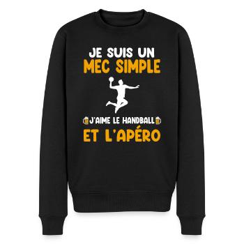 Mec simple handball apéro handballeur humour - Pull Premium bio Homme - noir - Devant - Nico (187cm)