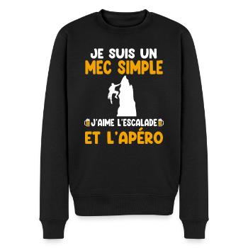 Einfacher Kerl Klettern Aperitif Kletterer Humor - Männer Premium Bio Pullover - Schwarz - Vorne - Nico (187cm)