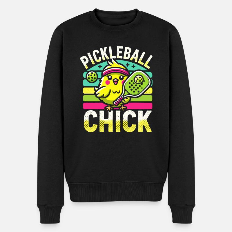 Pickleball-Küken - Männer Premium Bio Pullover - Schwarz