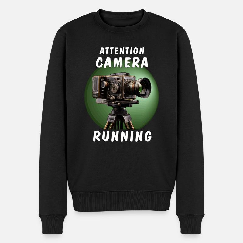 ATTENTION CAMÉRA EN MARCHE - Pull Premium bio Homme - noir