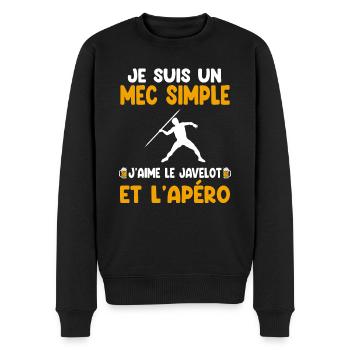 Mec simple javelot apéro athlète humour - Pull Premium bio Homme - noir - Devant - Nico (187cm)