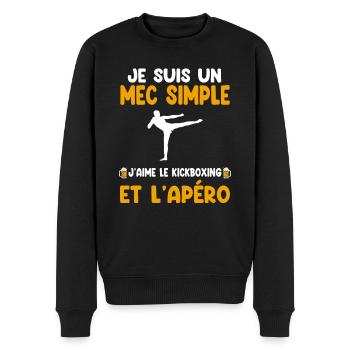 Einfacher Kerl Kickboxen Aperitif Kickboxer Humor - Männer Premium Bio Pullover - Schwarz - Vorne - Nico (187cm)