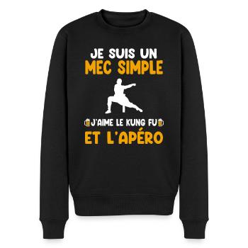 Simple guy kung fu aperitif fighter humor - Men's Premium Organic Jumper - black - Front - Nico (187cm)