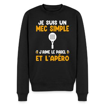 Einfacher Kerl, Padel, Aperitif, Padelist, Humor - Männer Premium Bio Pullover - Schwarz - Vorne - Nico (187cm)