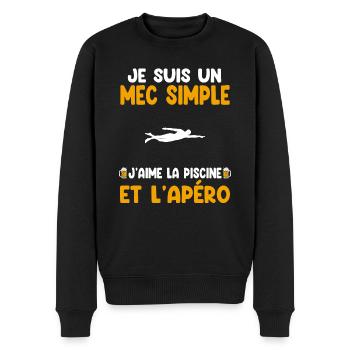 Einfacher Kerl, Schwimmbad, Aperitif, Schwimmer, Humor - Männer Premium Bio Pullover - Schwarz - Vorne - Nico (187cm)