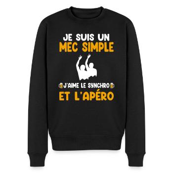 Einfacher Kerl, Synchro, Aperitif, Schwimmer, Humor - Männer Premium Bio Pullover - Schwarz - Vorne - Nico (187cm)