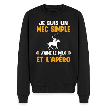 Einfacher Kerl Polo Aperitif Reiter Humor - Männer Premium Bio Pullover - Schwarz - Vorne - Nico (187cm)