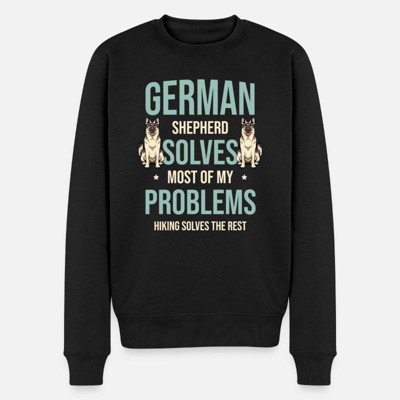 Deutscher Schäferhund löst die meisten meiner Probleme beim Wandern - Männer Premium Bio Pullover - Schwarz