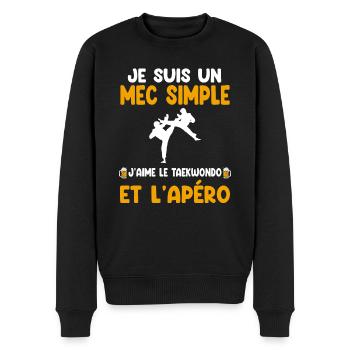 Mec simple taekwondo apéro taekwondoïste humour - Pull Premium bio Homme - noir - Devant - Nico (187cm)