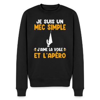 Einfacher Kerl Segeln Aperitif Surfer Humor - Männer Premium Bio Pullover - Schwarz - Vorne - Nico (187cm)