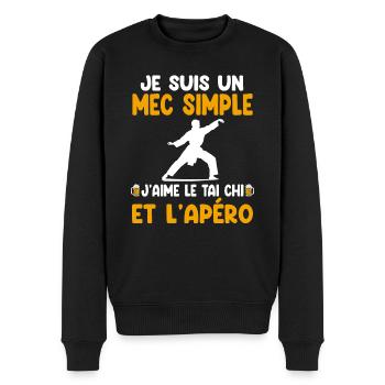 Mec simple tai chi apéro combattant humour - Pull Premium bio Homme - noir - Devant - Nico (187cm)