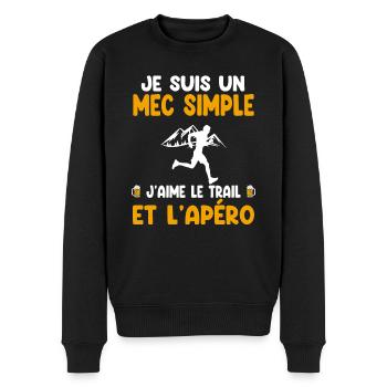 Mec simple trail apéro traileur humour - Pull Premium bio Homme - noir - Devant - Nico (187cm)