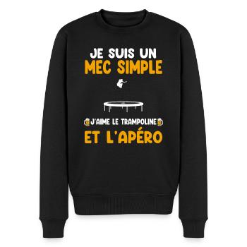 Simple guy trampoline aperitif gymnast humor - Men's Premium Organic Jumper - black - Front - Nico (187cm)