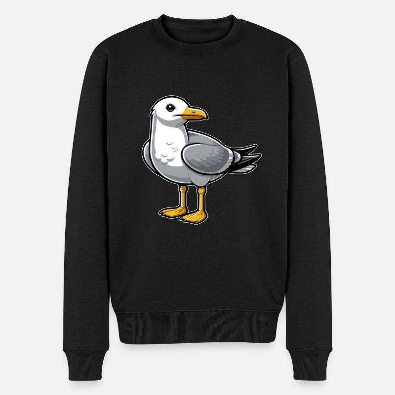Möwe - Männer Premium Bio Pullover - Schwarz