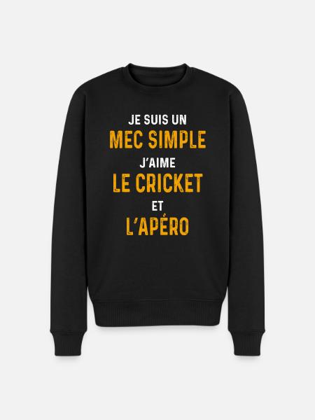 Cricket-Aperitif Guy, einfacher Schlagmann - Männer Premium Bio Pullover - Schwarz