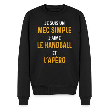 handball aperitif Simple guy handball player - Men's Premium Organic Jumper - black - Front - Nico (187cm)