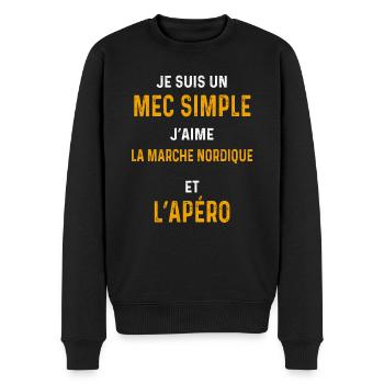 marche nordique apéro Mec simple marcheur - Pull Premium bio Homme - noir - Devant - Nico (187cm)