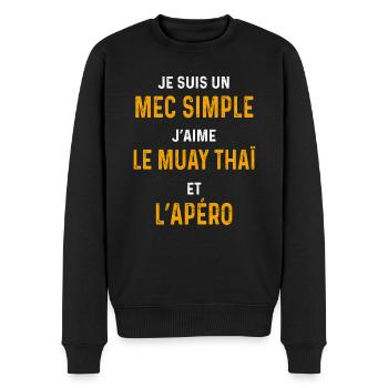 Muay Thai Aperitif Simple Fighter Guy - Men's Premium Organic Jumper - black - Front - Nico (187cm)