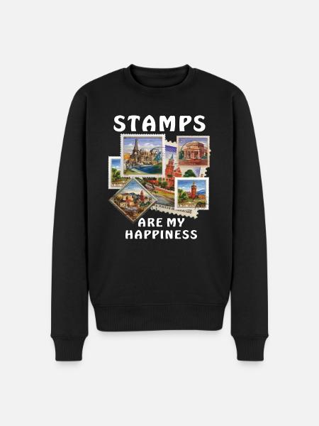 STAMPS ARE MY HAPPINESS - Men's Premium Organic Jumper - black