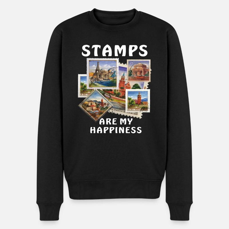STAMPS ARE MY HAPPINESS - Männer Premium Bio Pullover - Schwarz
