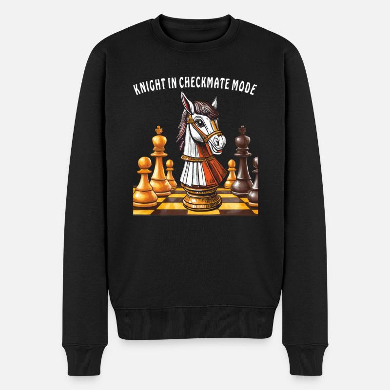 SCHACH KNIGHT IN CHECKMATE MODE - Männer Premium Bio Pullover - Schwarz