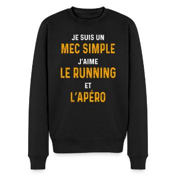 Lauf-Apéro Einfacher Läufer - Männer Premium Bio Pullover - Schwarz - Vorne - Nico (187cm)
