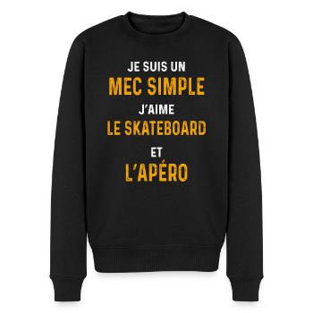 skateboard apéro Mec simple skateboardeur - Pull Premium bio Homme - noir - Devant - Nico (187cm)