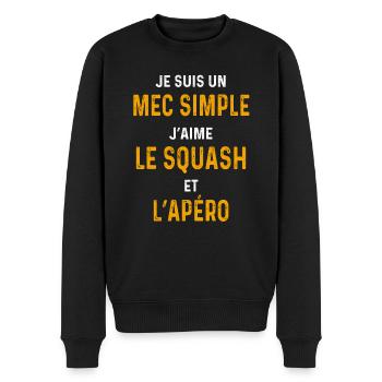 squash apéro Mec simple badiste - Pull Premium bio Homme - noir - Devant - Nico (187cm)