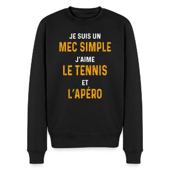 tennis aperitif Simple tennis guy - Men's Premium Organic Jumper - black - Front - Nico (187cm)