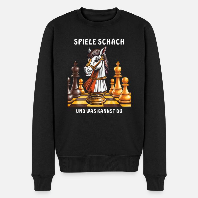 SPIELE SCHACH WAS KANNST DU - Männer Premium Bio Pullover - Schwarz