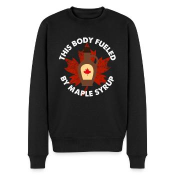 Ce corps alimenté par l’entaillage du sirop d’érable - Pull Premium bio Homme - noir - Devant - Nico (187cm)