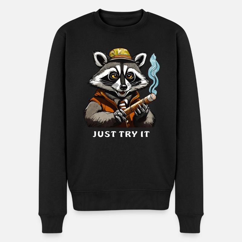 WASCHBÄR JOINT JUST TRY IT - Männer Premium Bio Pullover - Schwarz