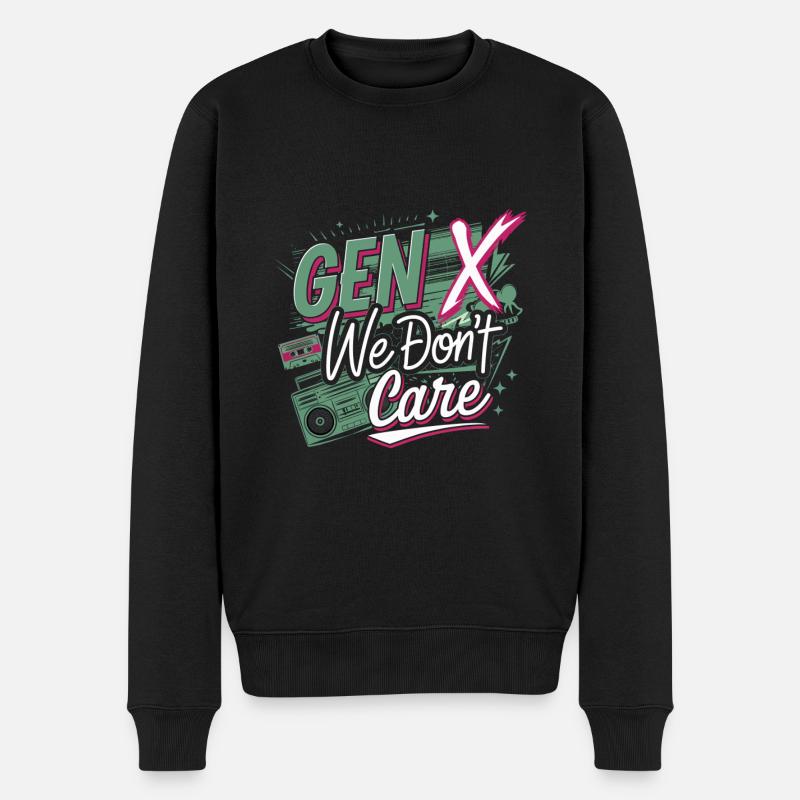 Gen X We Don't Care 4 - Männer Premium Bio Pullover - Schwarz