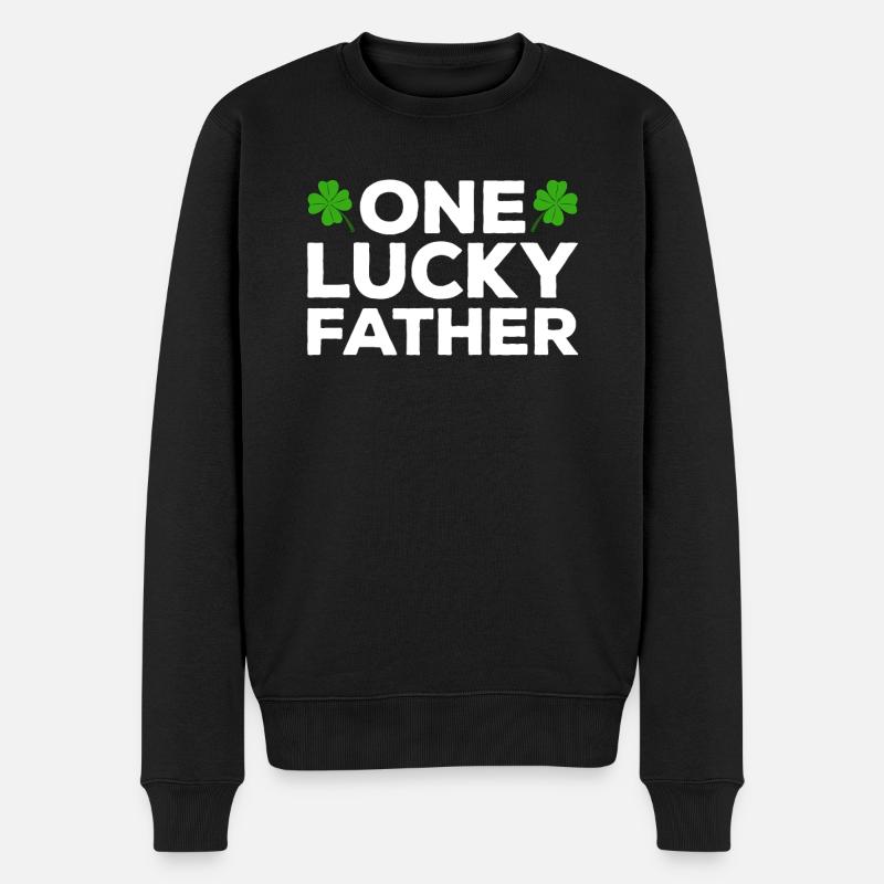 Happy St. Patrick's Day Kleeblätter - Männer Premium Bio Pullover - Schwarz