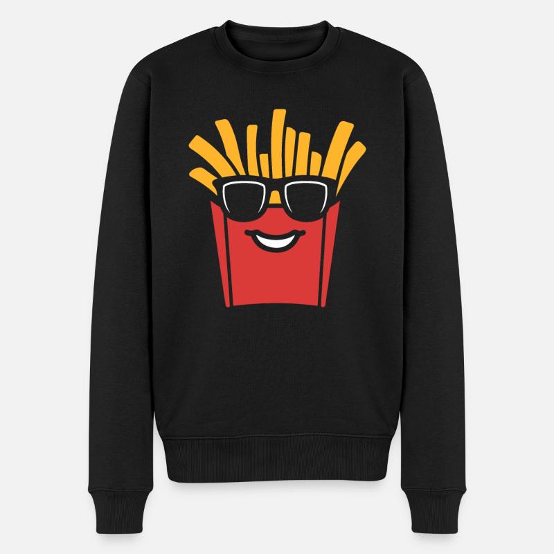 Pommes frites - Männer Premium Bio Pullover - Schwarz