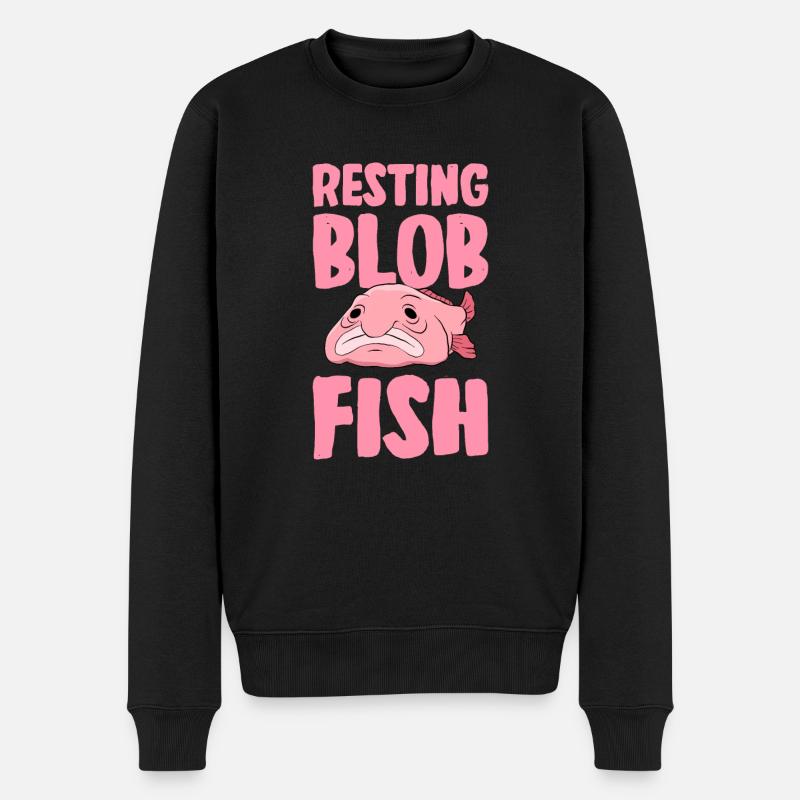 Drôle de poisson Blobfish mignon - Pull Premium bio Homme - noir